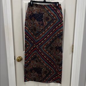 Express Boho Paisley Maxi Skirt in Navy, Rust and Teal